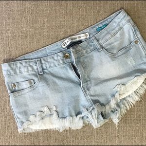 Zara Premium Denim Soft Wash Cutoff Shorts.